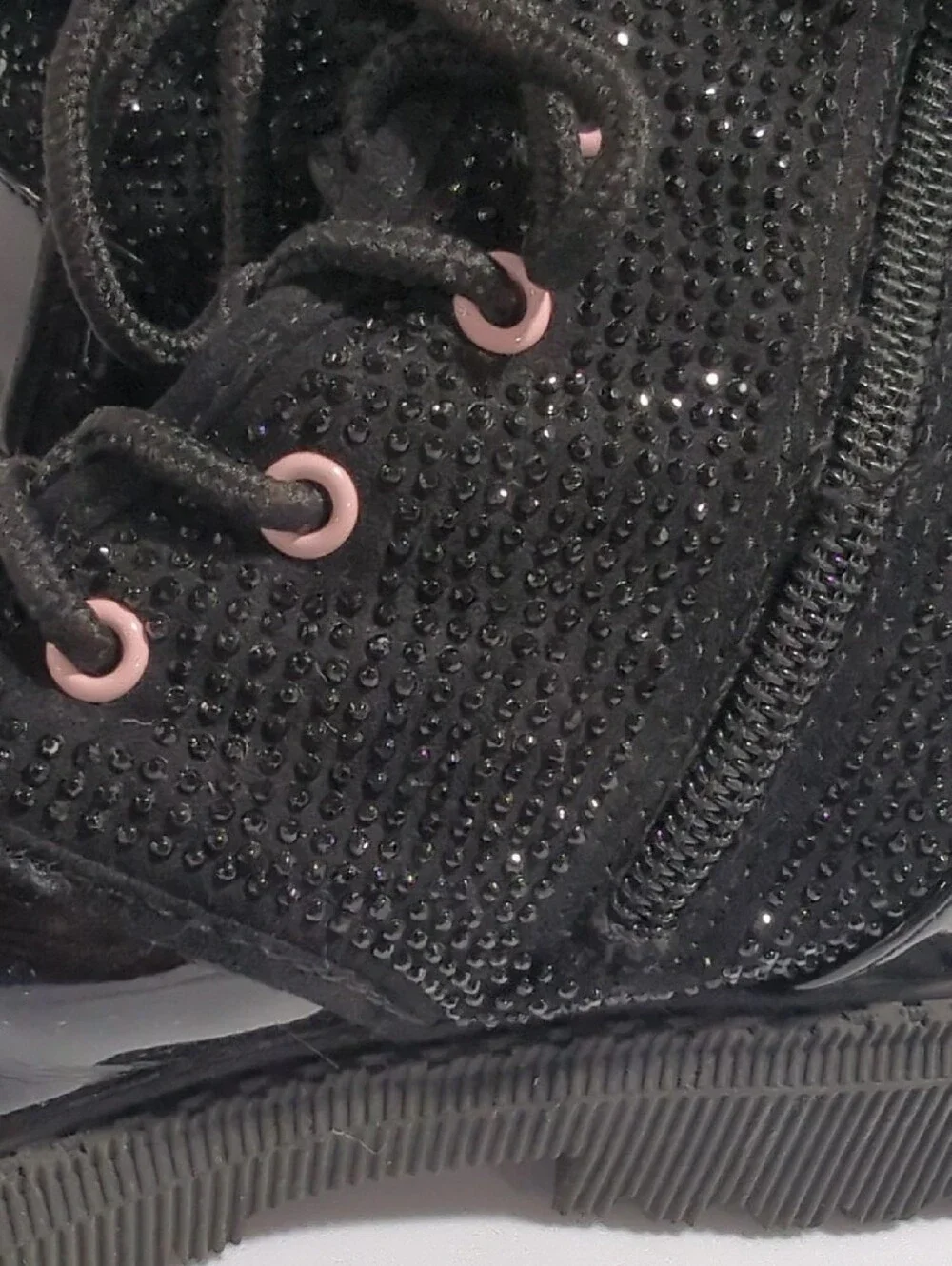 DKNY Black Sparkle Lace-Up Ankle Boots for Kids